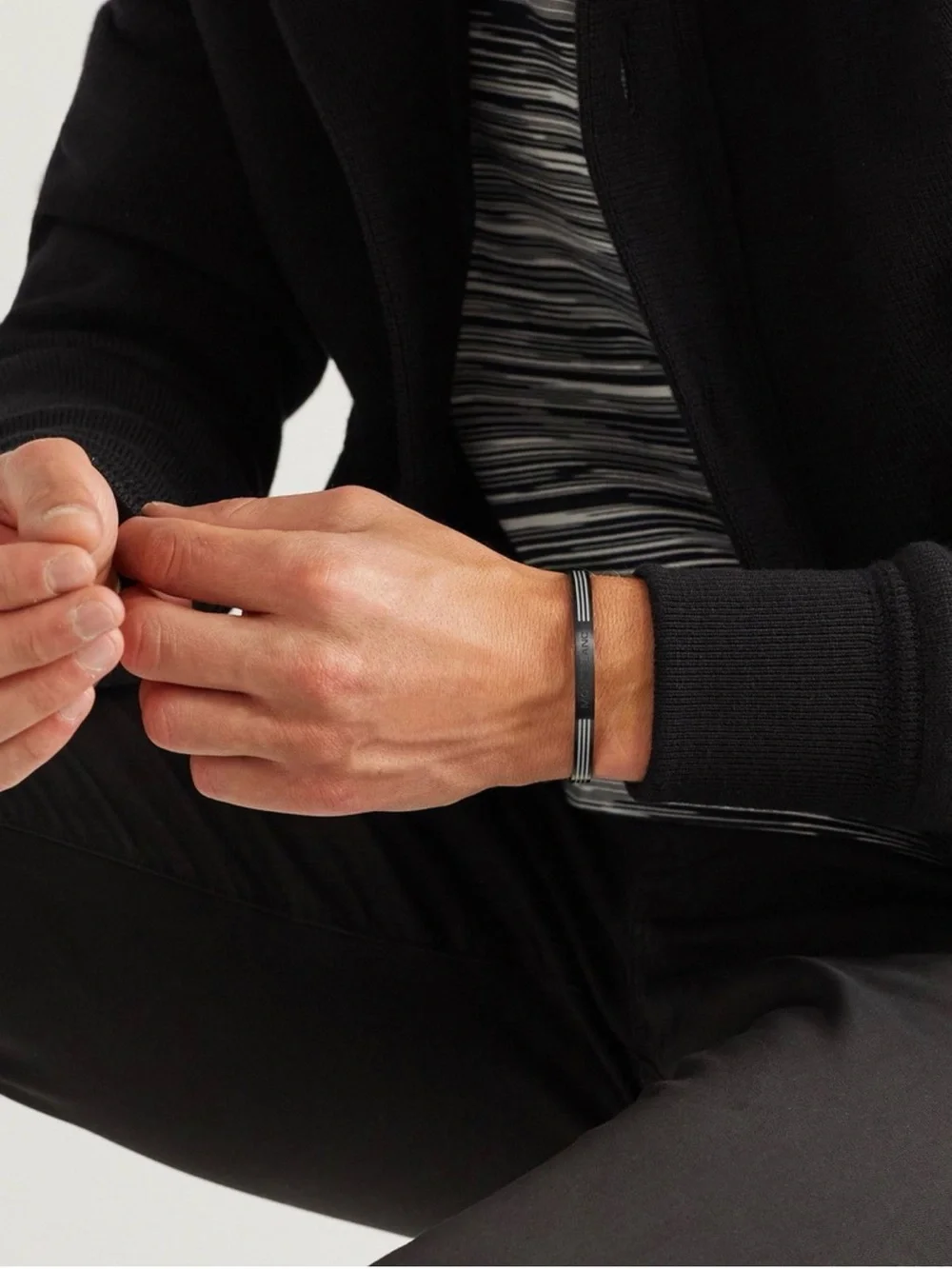 Montblanc Black and Silver Slim Smart Wristband